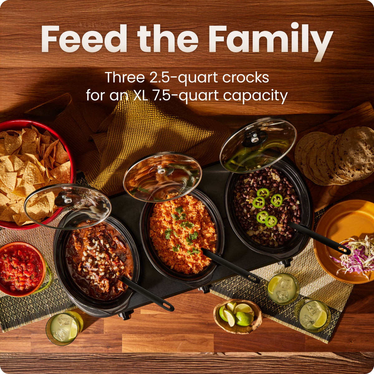 Stainless-Steel Triple Slow Cooker & Buffet Server