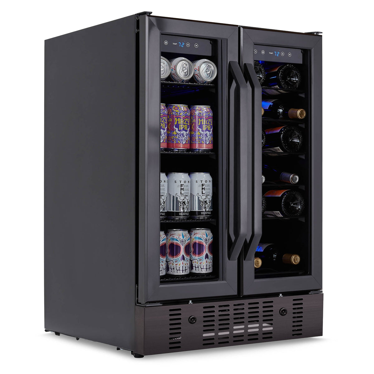 Newair® 24" Black Stainless Steel Dual Zone Wine and Beverage Fridge