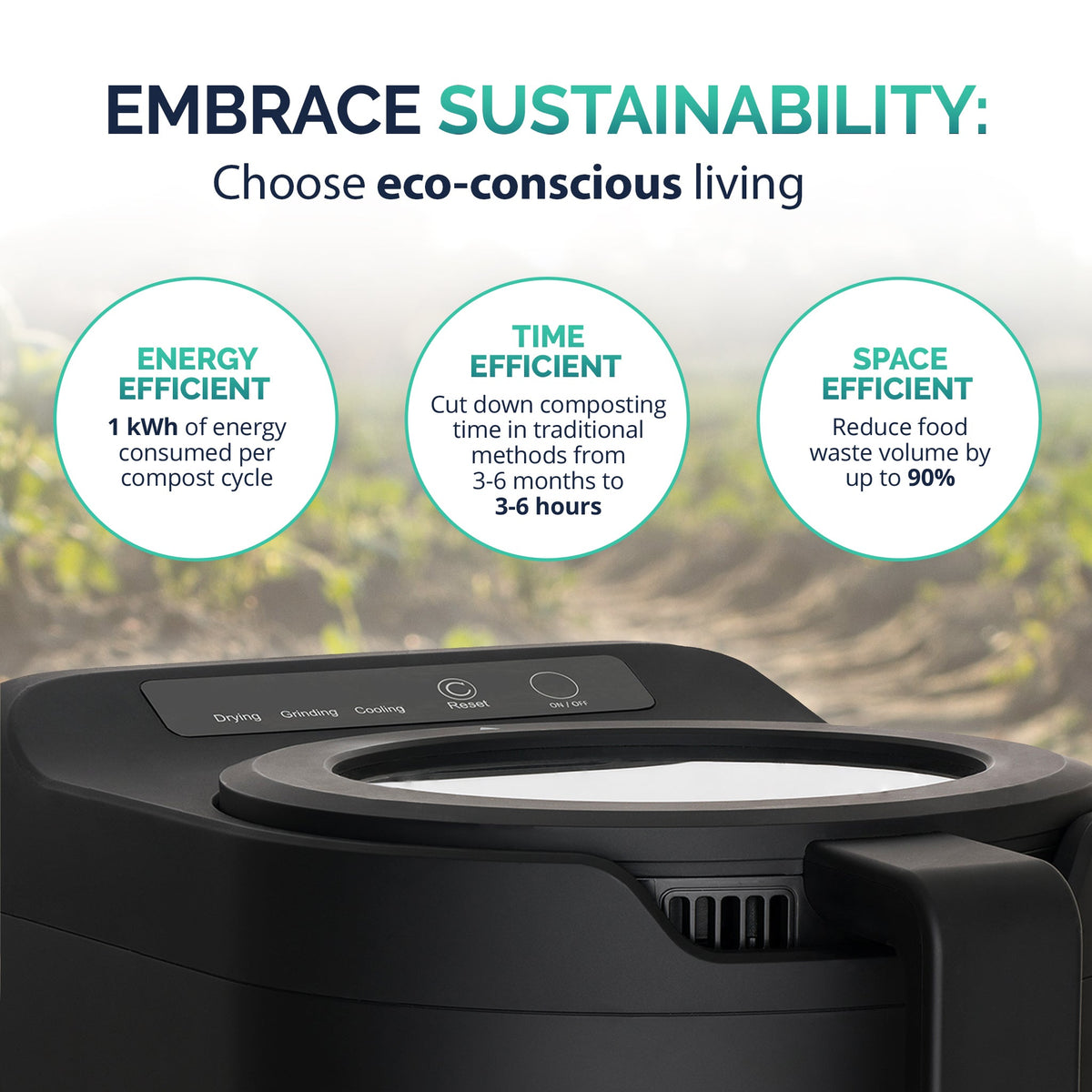 Luma® Kitchen Composter, 2.5L Capacity, Odorless Indoor Use