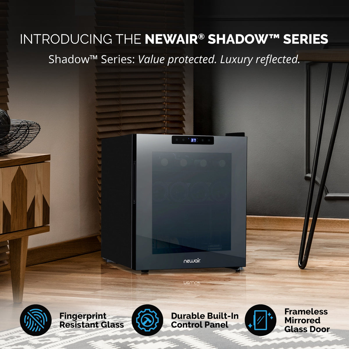 Newair® 16-Bottle 16.9" Shadowᵀᴹ Series Freestanding Wine Fridge