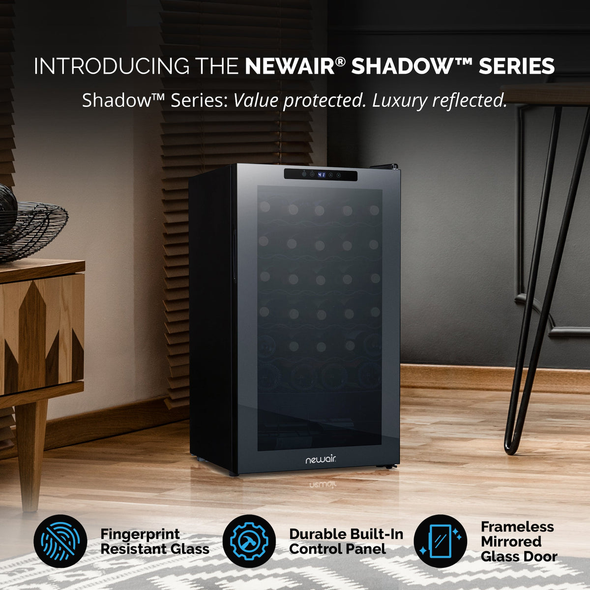 Newair® 34-Bottle 18.7" Black Freestanding Wine Fridge