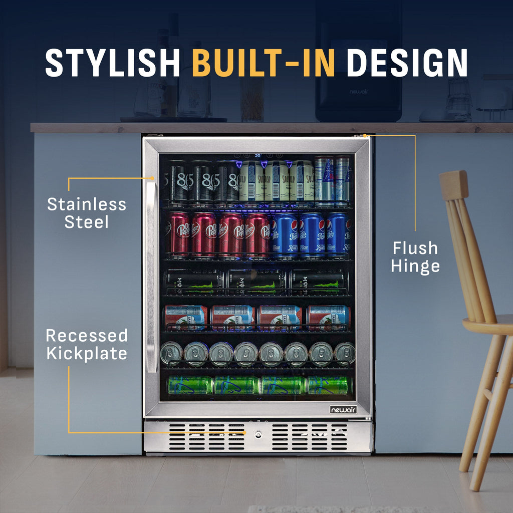 Newair® 177-Can Built-In Beverage Fridge in Stainless Steel - 24"