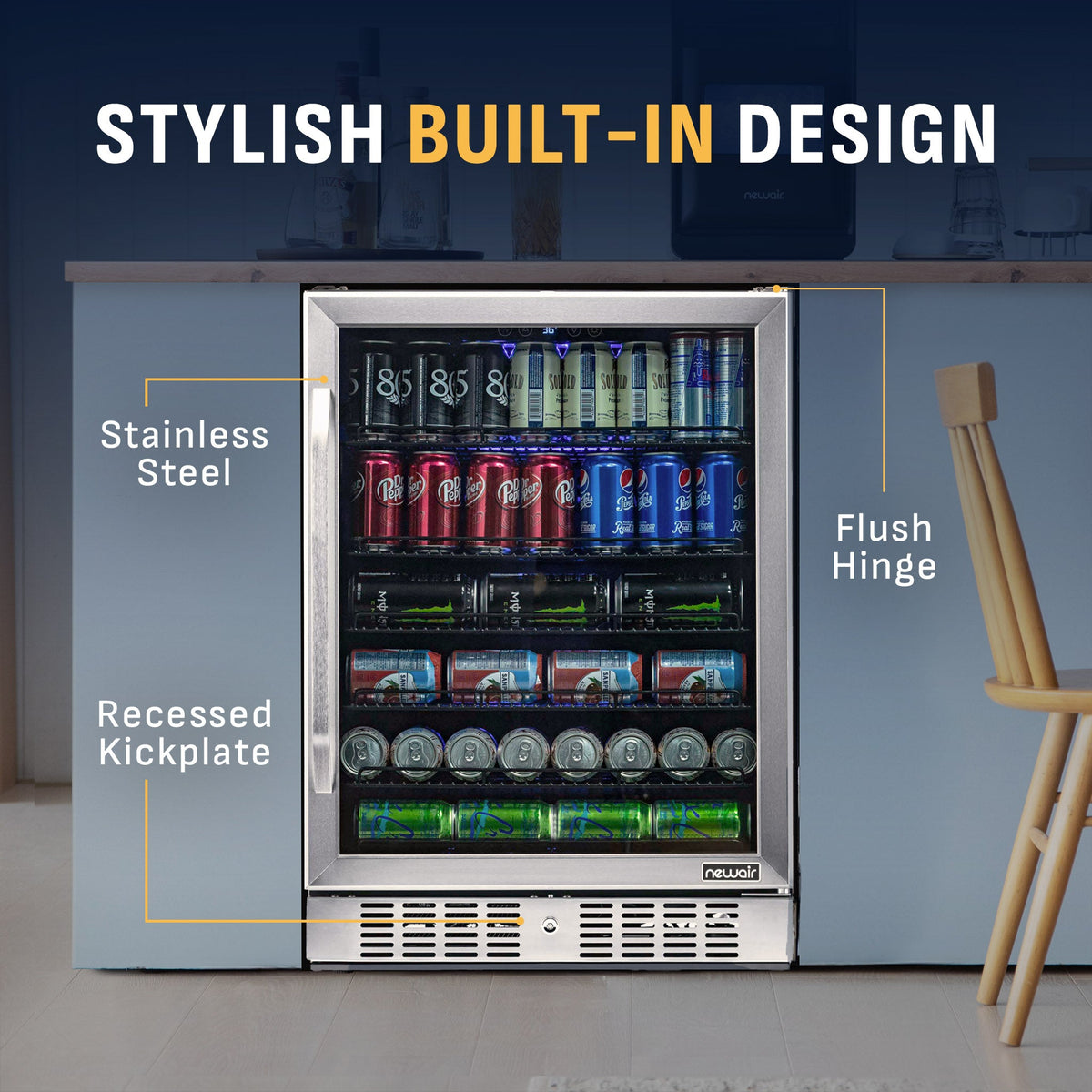 Newair® 177-Can Built-In Beverage Fridge in Stainless Steel - 24"