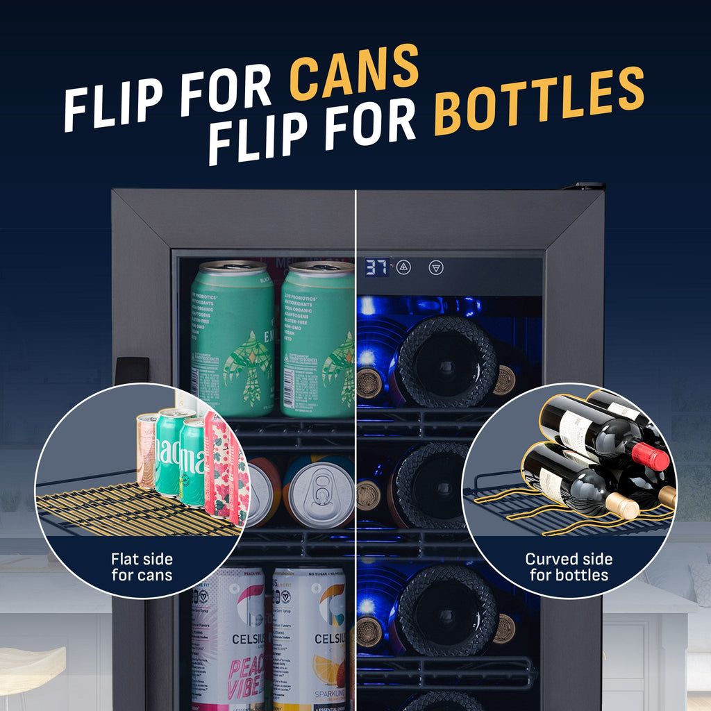 Newair® 80-Can, 33-Bottle Built-in Black Beverage Fridge - 15"