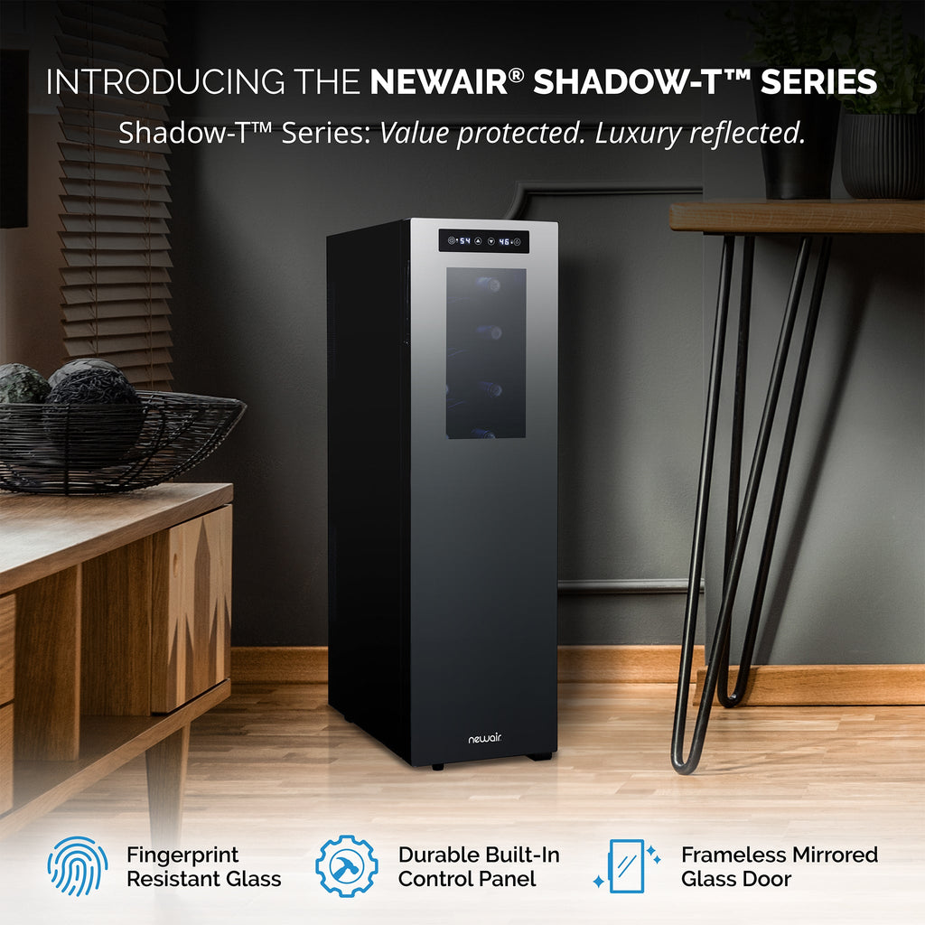 Newair® 18-Bottle 10.75" Black Freestanding Dual Zone Wine Fridge
