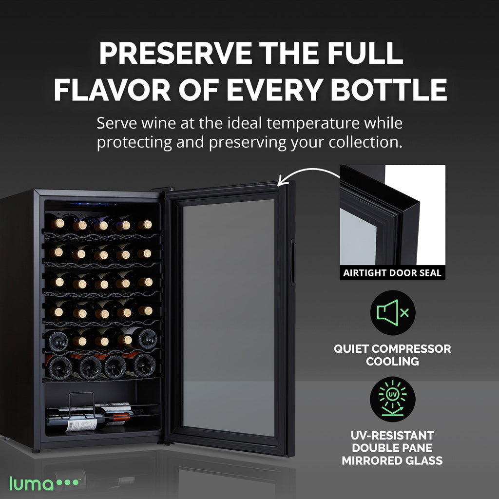 Luma® 34-Bottle 18.7" Black Freestanding Wine Fridge