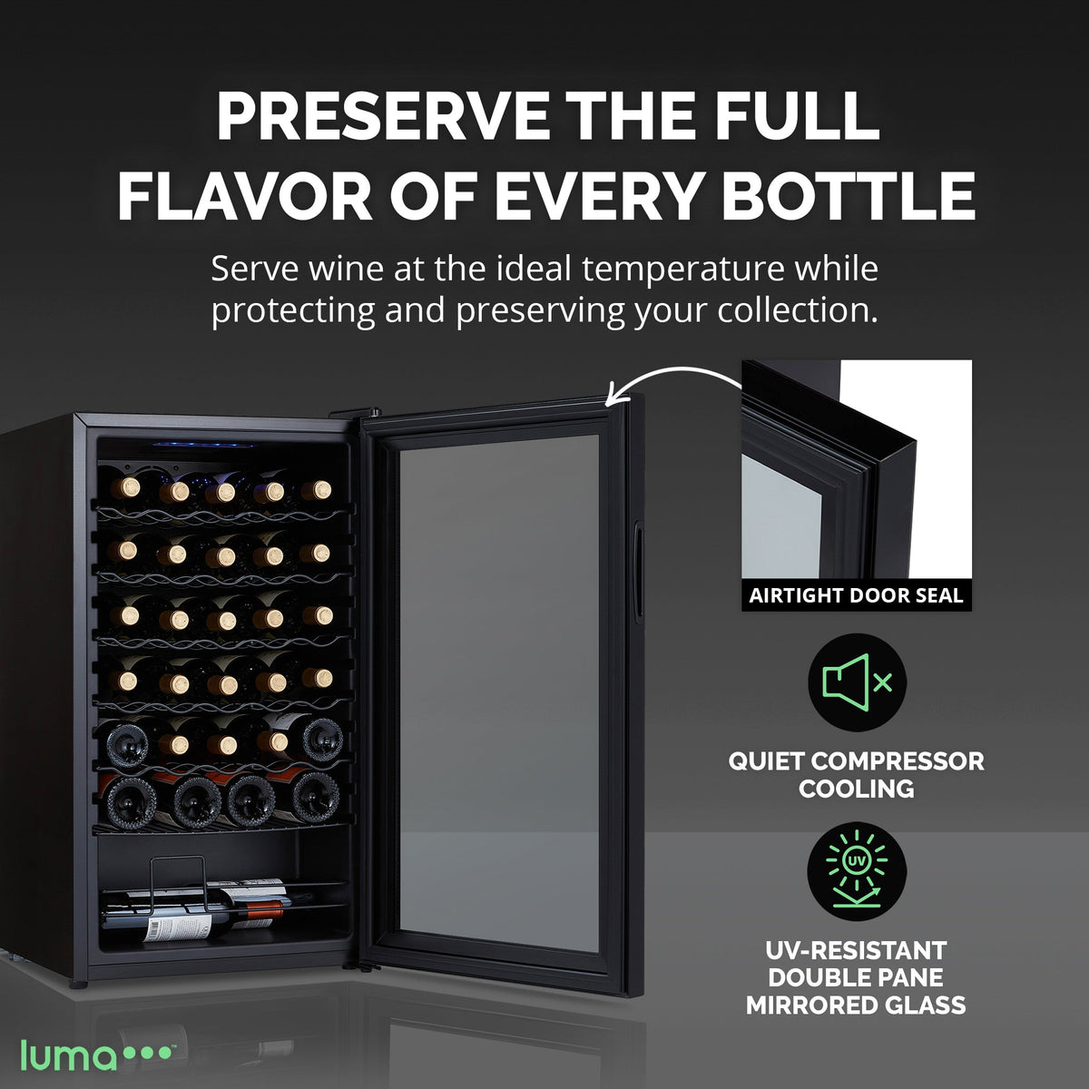 Luma® 34-Bottle 18.7" Black Freestanding Wine Fridge