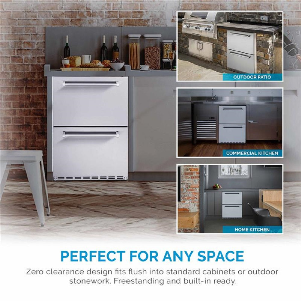 Newair® 24" 4.0 Cu. Ft. Commercial Built-In Stainless Steel Dual Drawer Beverage Fridge 23.6"