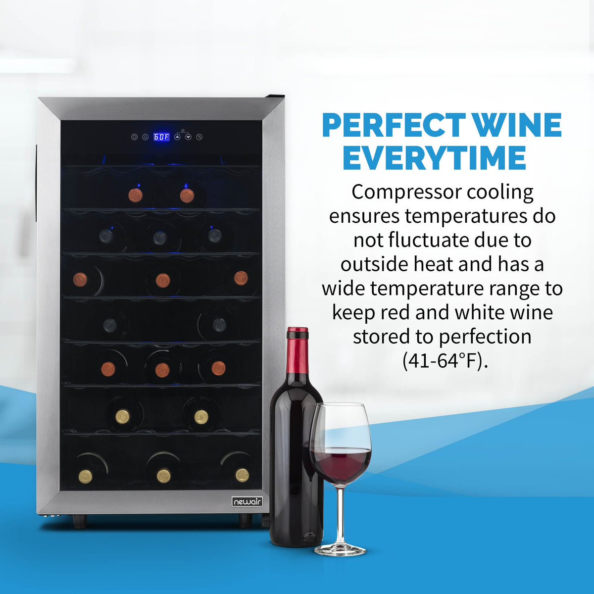 Newair® 50-Bottle 18.9" Stainless Steel Freestanding Wine Fridge