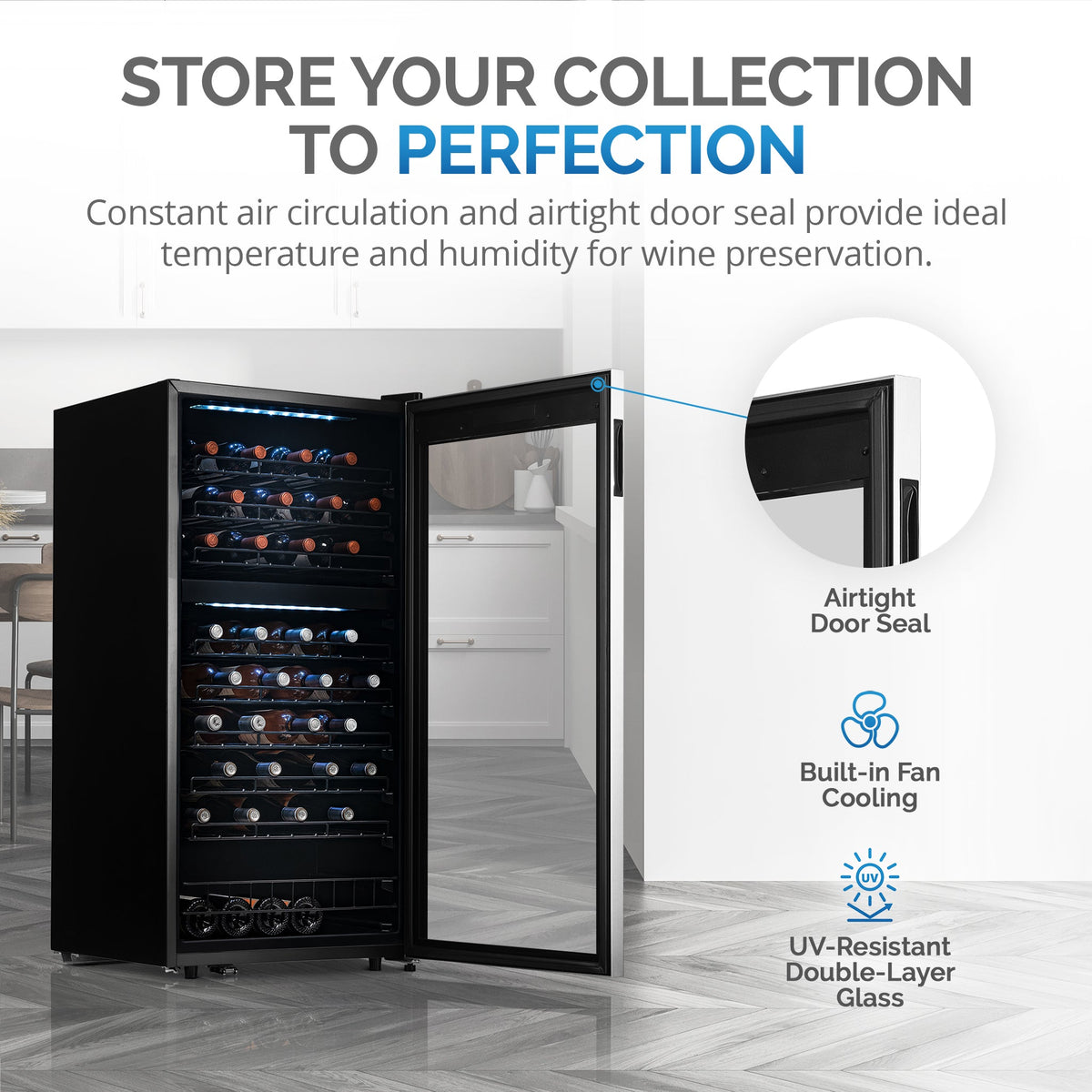 Newair® 76-Bottle 23" Stainless Steel Freestanding Dual Zone Wine Fridge