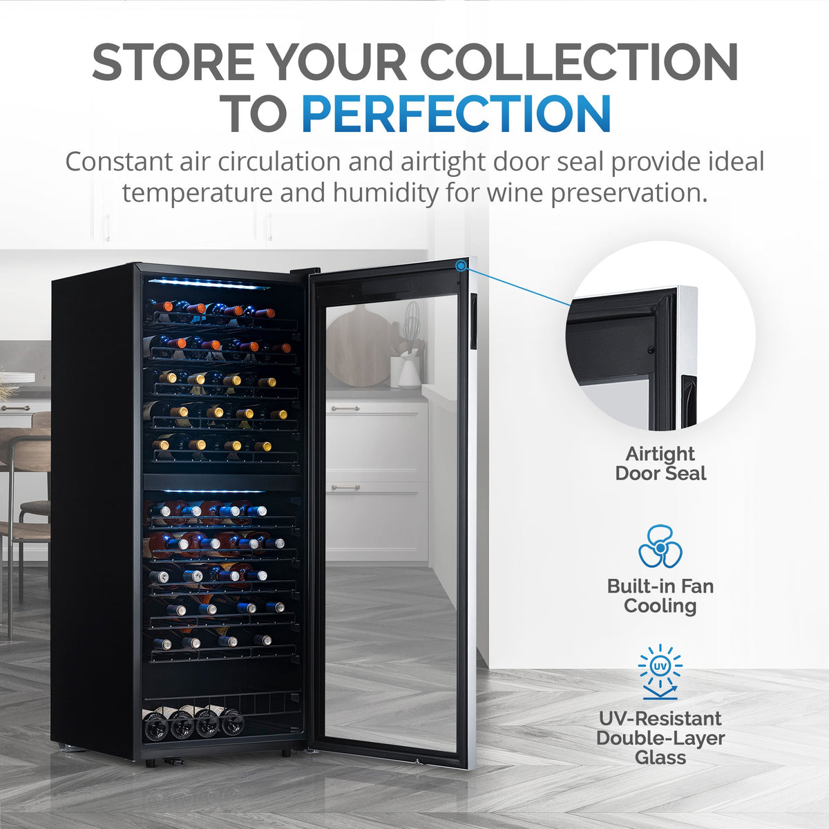 Newair® 98-Bottle 23" Stainless Steel Freestanding Dual Zone Wine Fridge