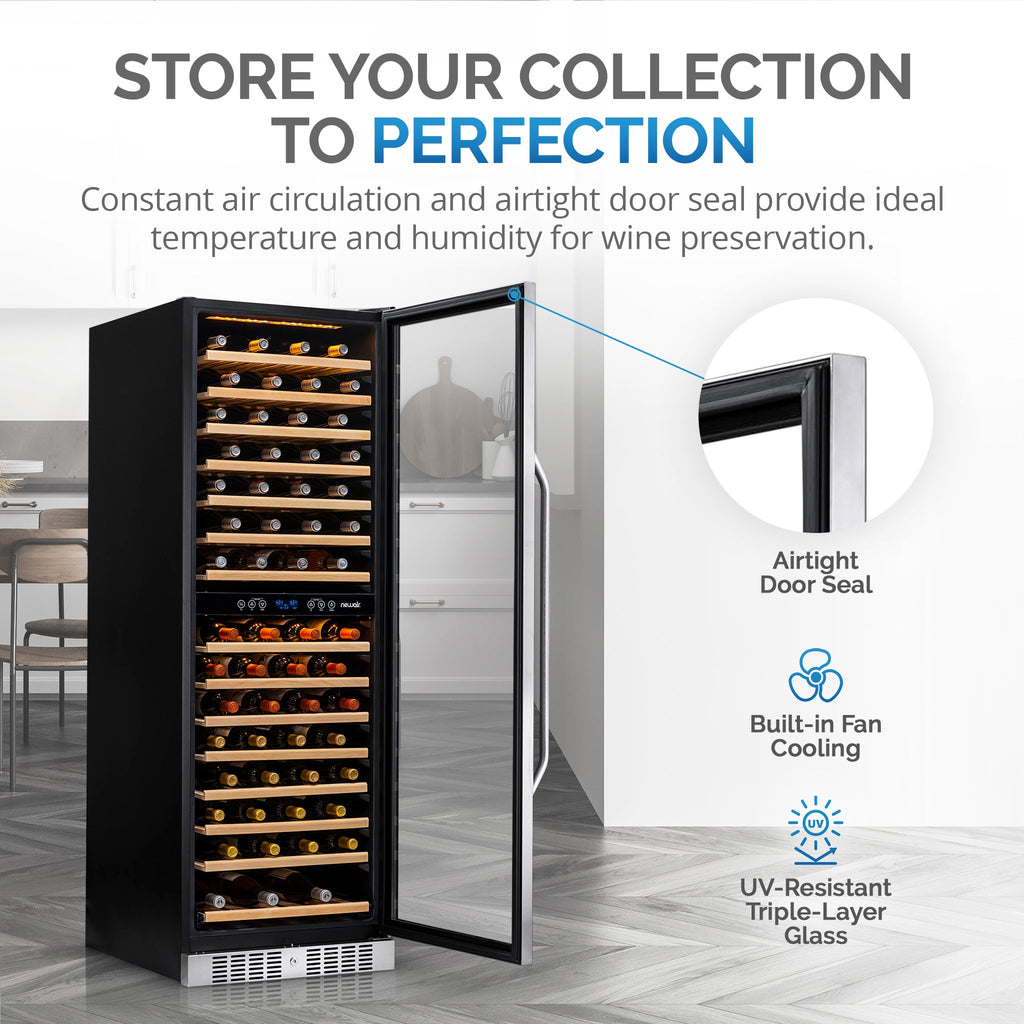 Newair® 160-Bottle 27" Built-In Dual Zone Wine Fridge - Stainless Steel
