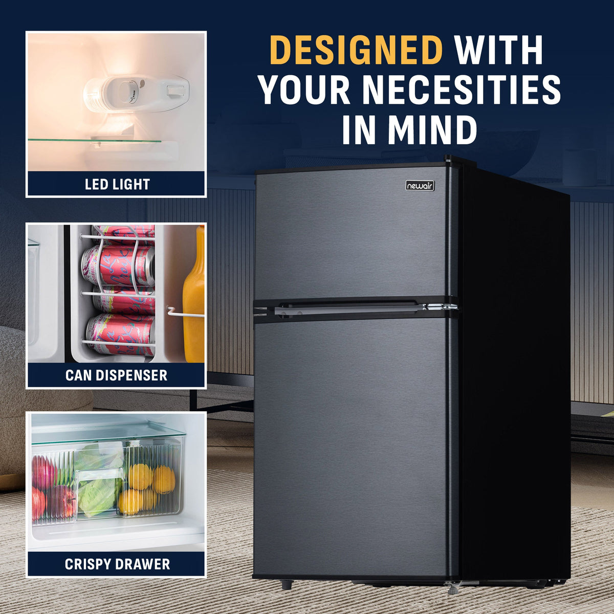 Newair® Compact Mini Fridge with Freezer, 3.1 Cu. Ft. - Black