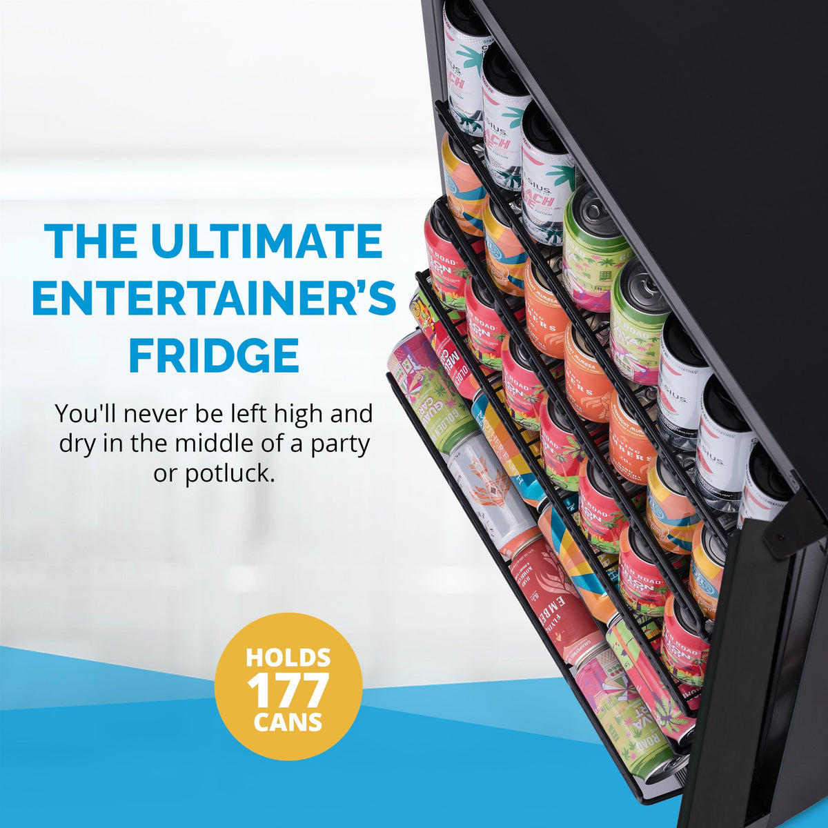 Newair® 177-Can Built-In or Freestanding Black Beverage Fridge - 24"