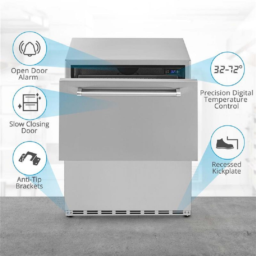 Newair® 24" 4.0 Cu. Ft. Commercial Built-In Stainless Steel Dual Drawer Beverage Fridge 23.6"