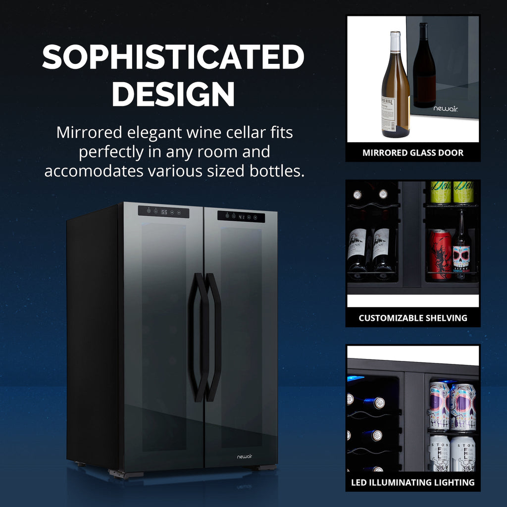 Newair® 39-Can, 12-Bottle Freestanding Dual Zone Beverage Fridge -20"