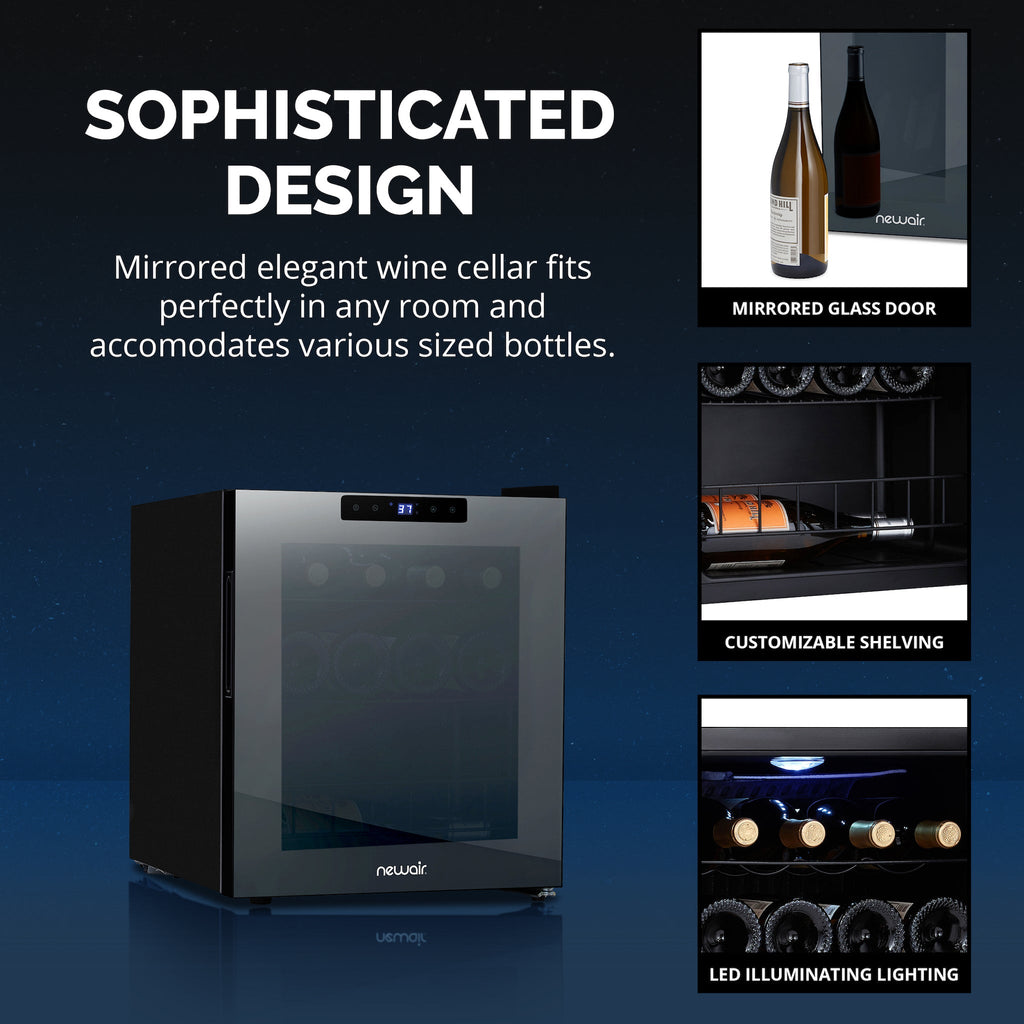 Newair® 16-Bottle 16.9" Shadowᵀᴹ Series Freestanding Wine Fridge