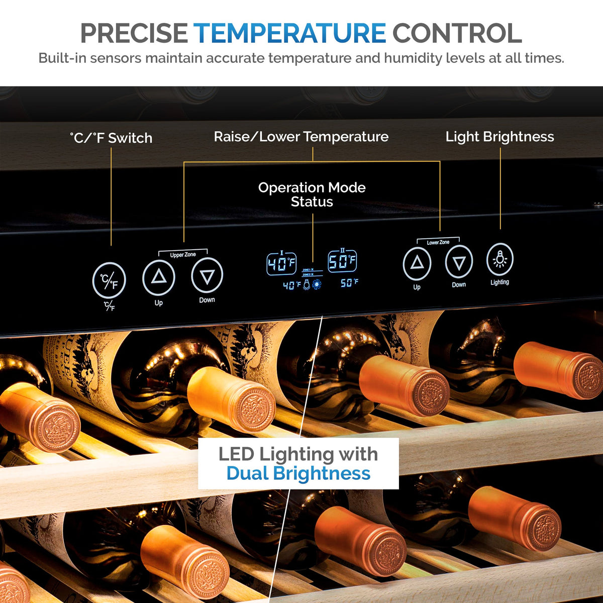 Newair® 160-Bottle 27" Built-In Dual Zone Wine Fridge - Stainless Steel