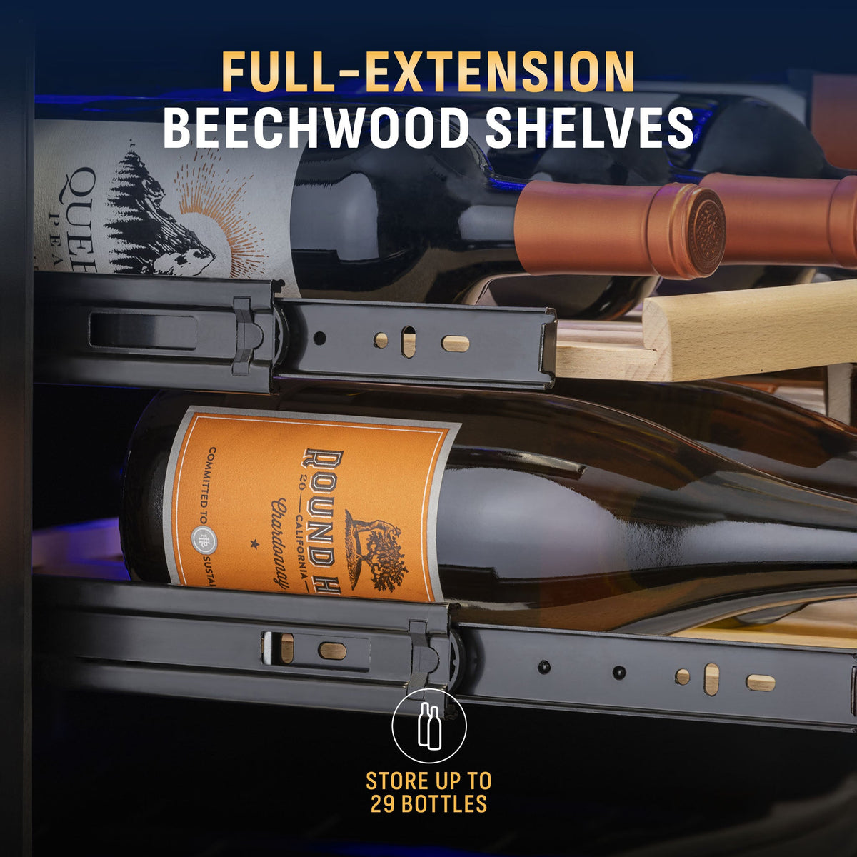 Newair® 29-Bottle 14.8" Stainless Steel Built-In Dual Zone Wine Fridge