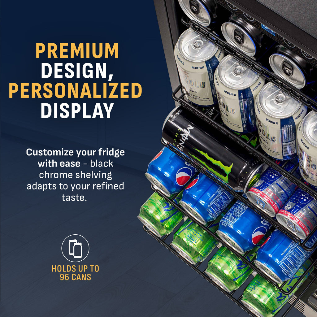 Newair® 96-Can Built-In Black Beverage Fridge - 15"