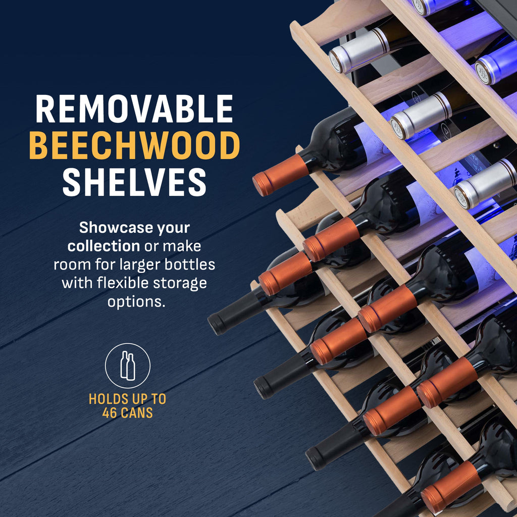 Newair® 46-Bottle 23.5" Black Stainless Steel Built-In Dual Zone Wine Cooler