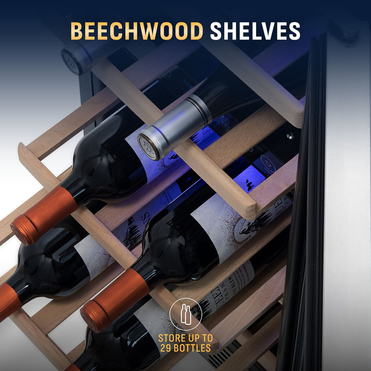 Newair® 29-Bottle 14.8" Stainless Steel Built-In Dual Zone Wine Fridge
