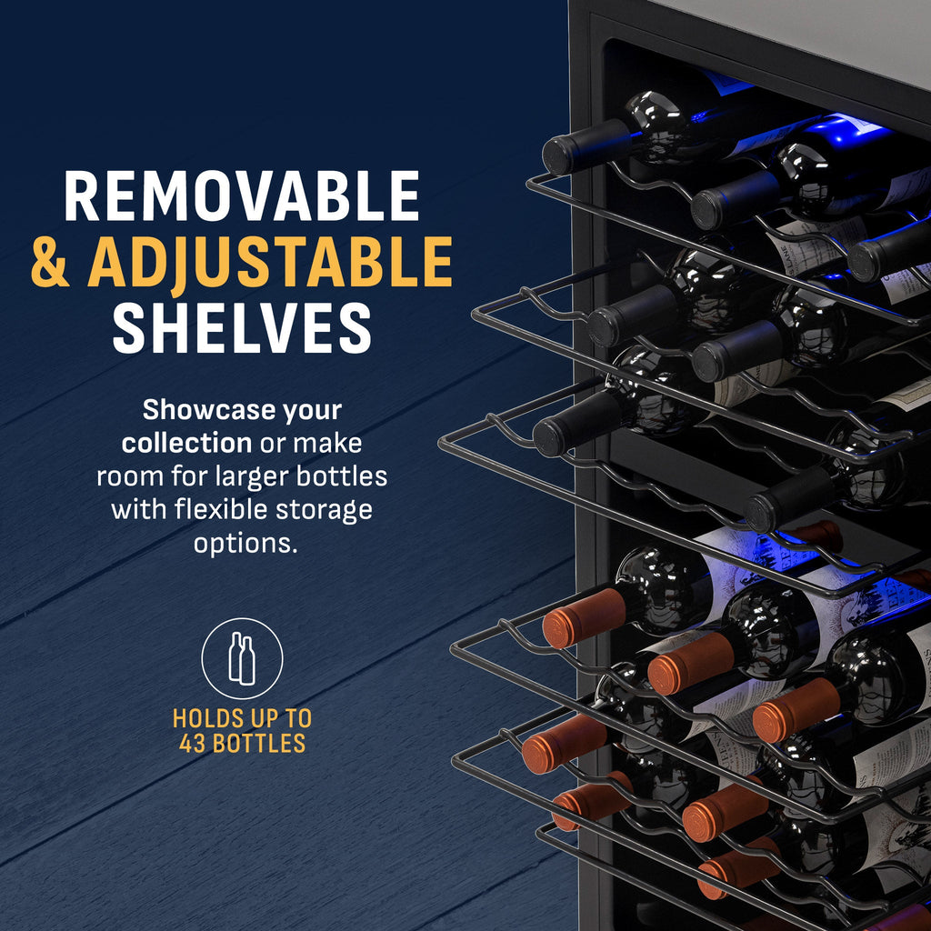 Newair® 43-Bottle 18.9" Stainless Steel Freestanding Dual Zone Wine Fridge