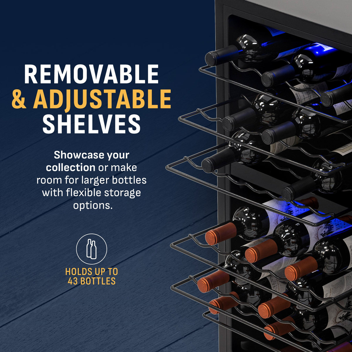 Newair® 43-Bottle 18.9" Stainless Steel Freestanding Dual Zone Wine Fridge