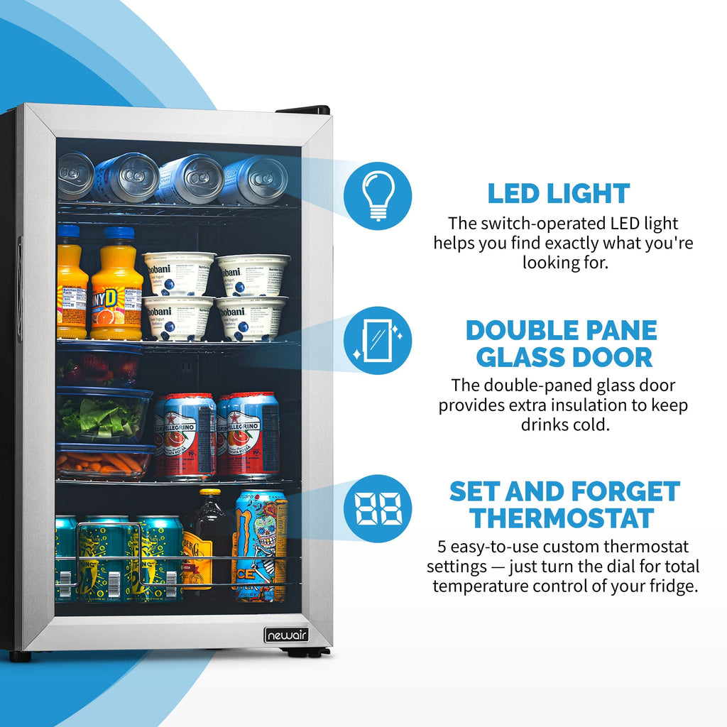 Newair® 100-Can Freestanding Stainless Steel Beverage Fridge - 16.93"