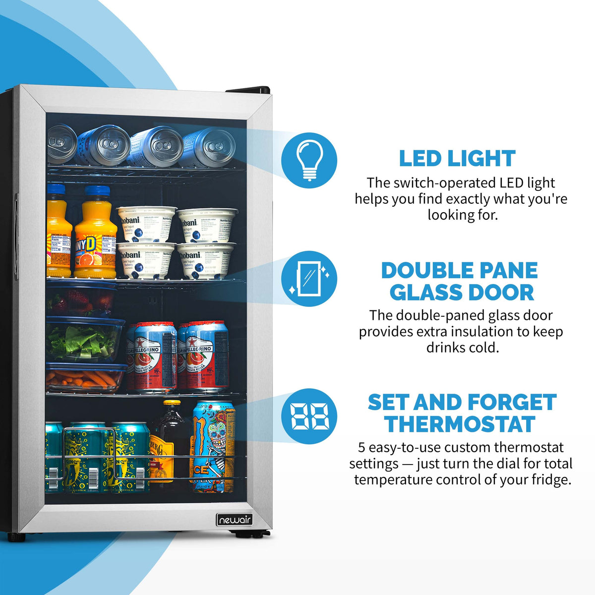 Newair® 100-Can Freestanding Stainless Steel Beverage Fridge - 16.93"