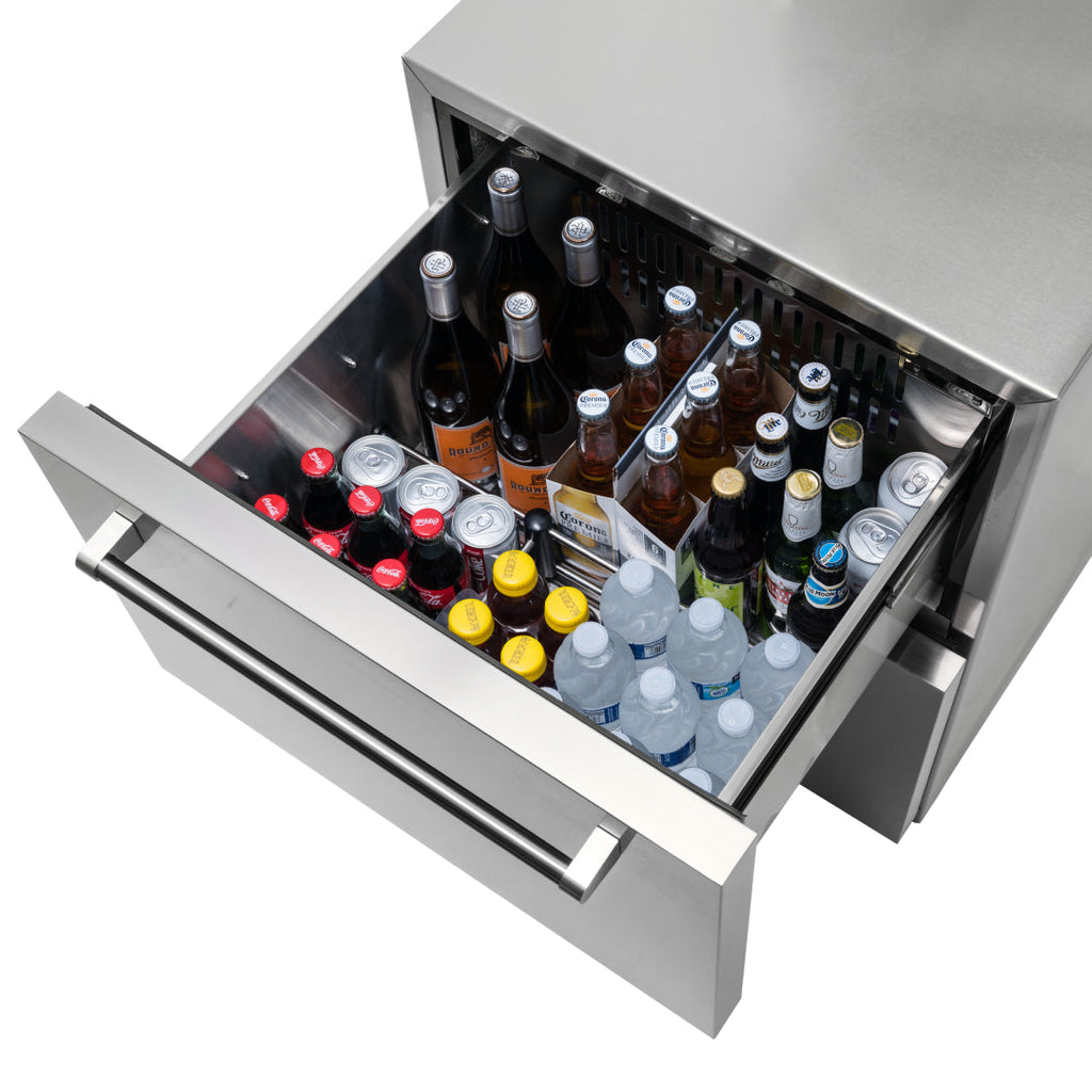 Newair® 24" 4.0 Cu. Ft. Commercial Built-In Stainless Steel Dual Drawer Beverage Fridge 23.6"