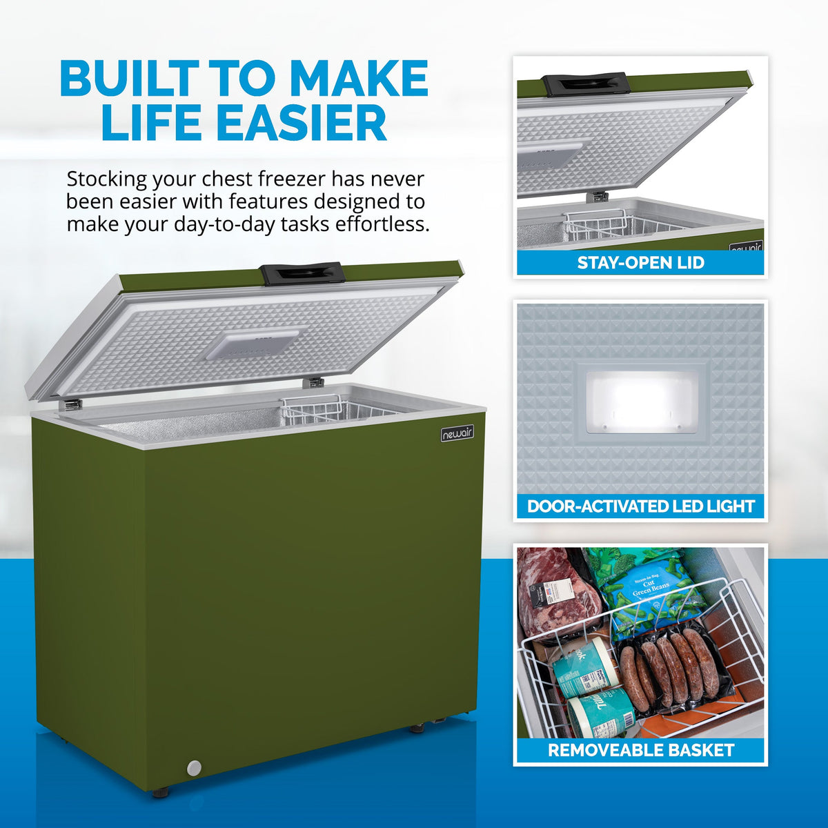 Newair® Compact Chest Freezer, 6.7 Cu. Ft. - Military Green