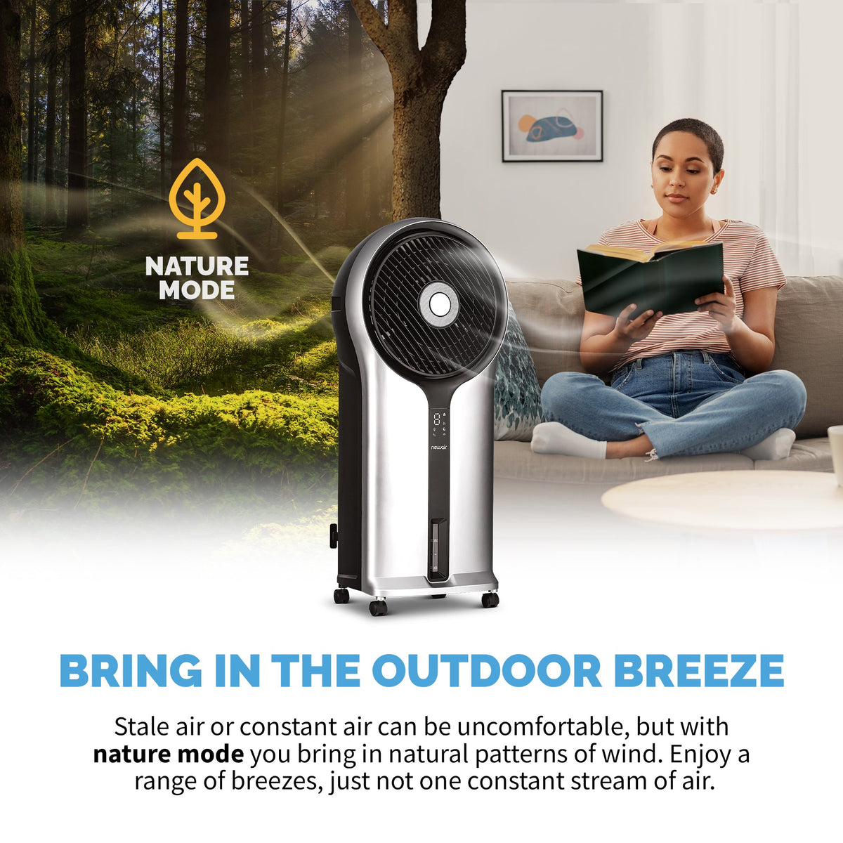 Newair® Evaporative Air Cooler and Portable Cooling Fan 470 CFM with Honeycomb Pad Cooling - Silver