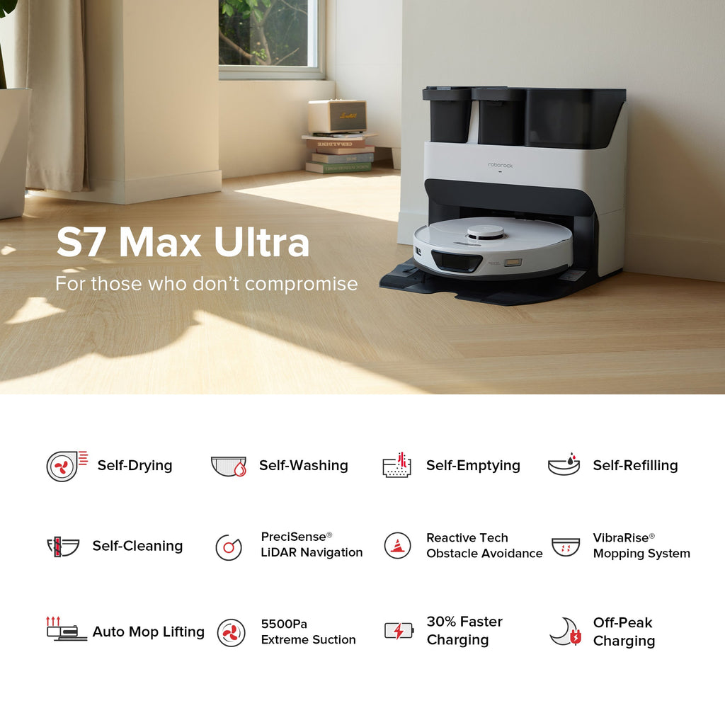 【Certified Refurbished 90% New】Roborock S7 Max Ultra Robot Vacuum with RockDock® Ultra