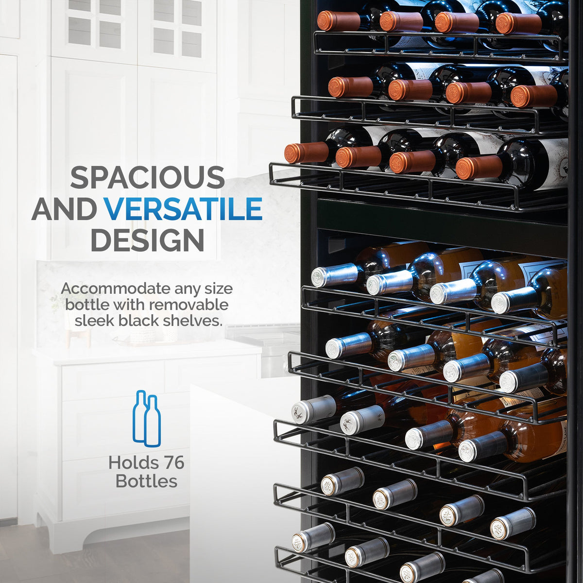 Newair® 76-Bottle 23" Stainless Steel Freestanding Dual Zone Wine Fridge