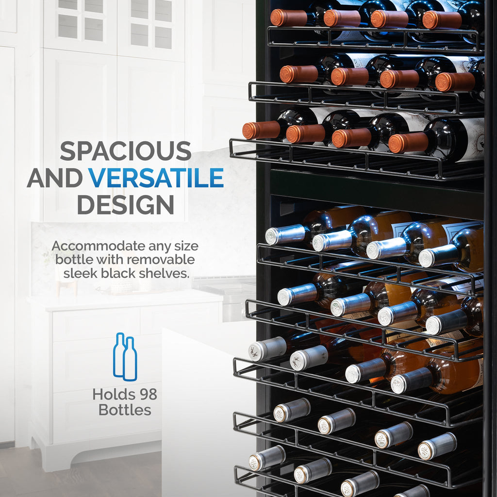 Newair® 98-Bottle 23" Stainless Steel Freestanding Dual Zone Wine Fridge