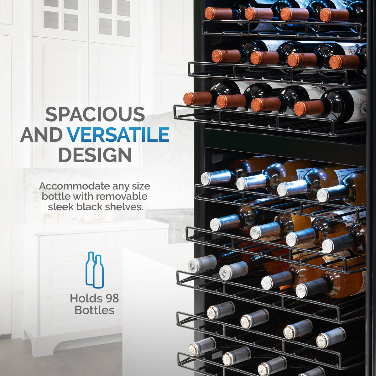 Newair® 98-Bottle 23" Stainless Steel Freestanding Dual Zone Wine Fridge