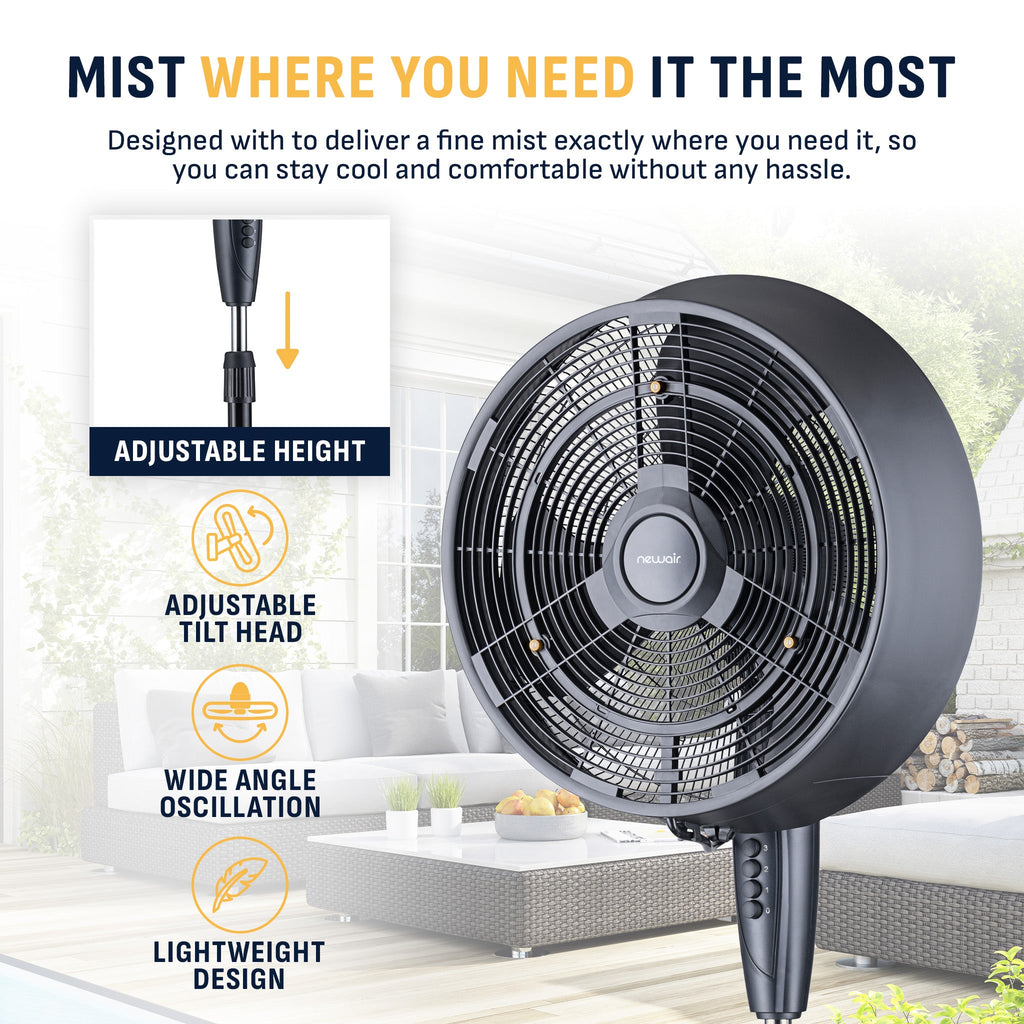Newair® Outdoor Misting and Pedestal Fan - 1,600-CFM