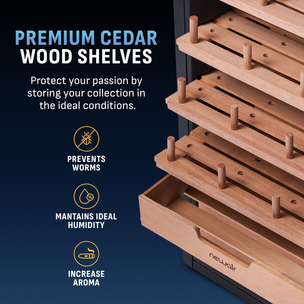 Newair® x Boveda Electric Cigar Humidor with Opti-Temp™ Technology, 500-Count
