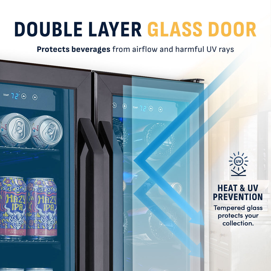 Newair® 24" Black Stainless Steel Dual Zone Wine and Beverage Fridge