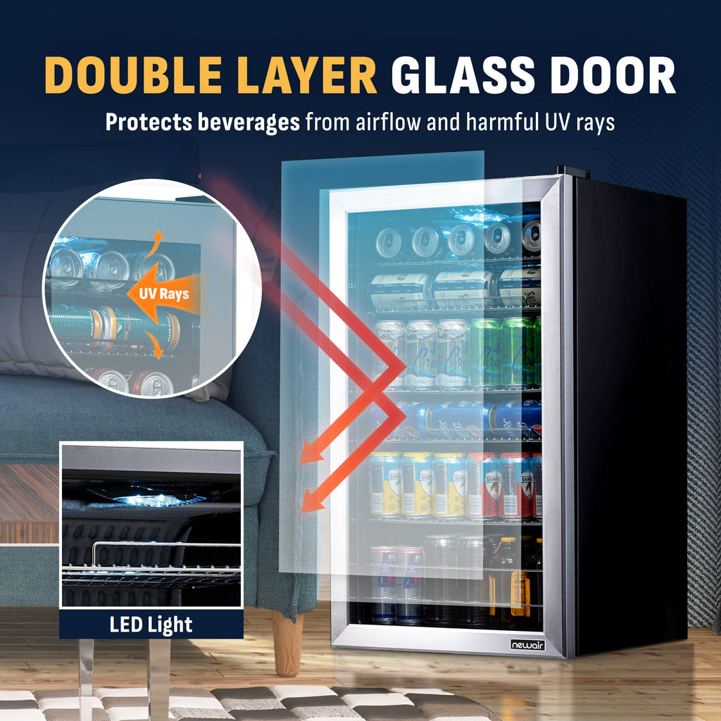 Newair® 126-Can Freestanding Stainless Steel Beverage Fridge - 18.9"