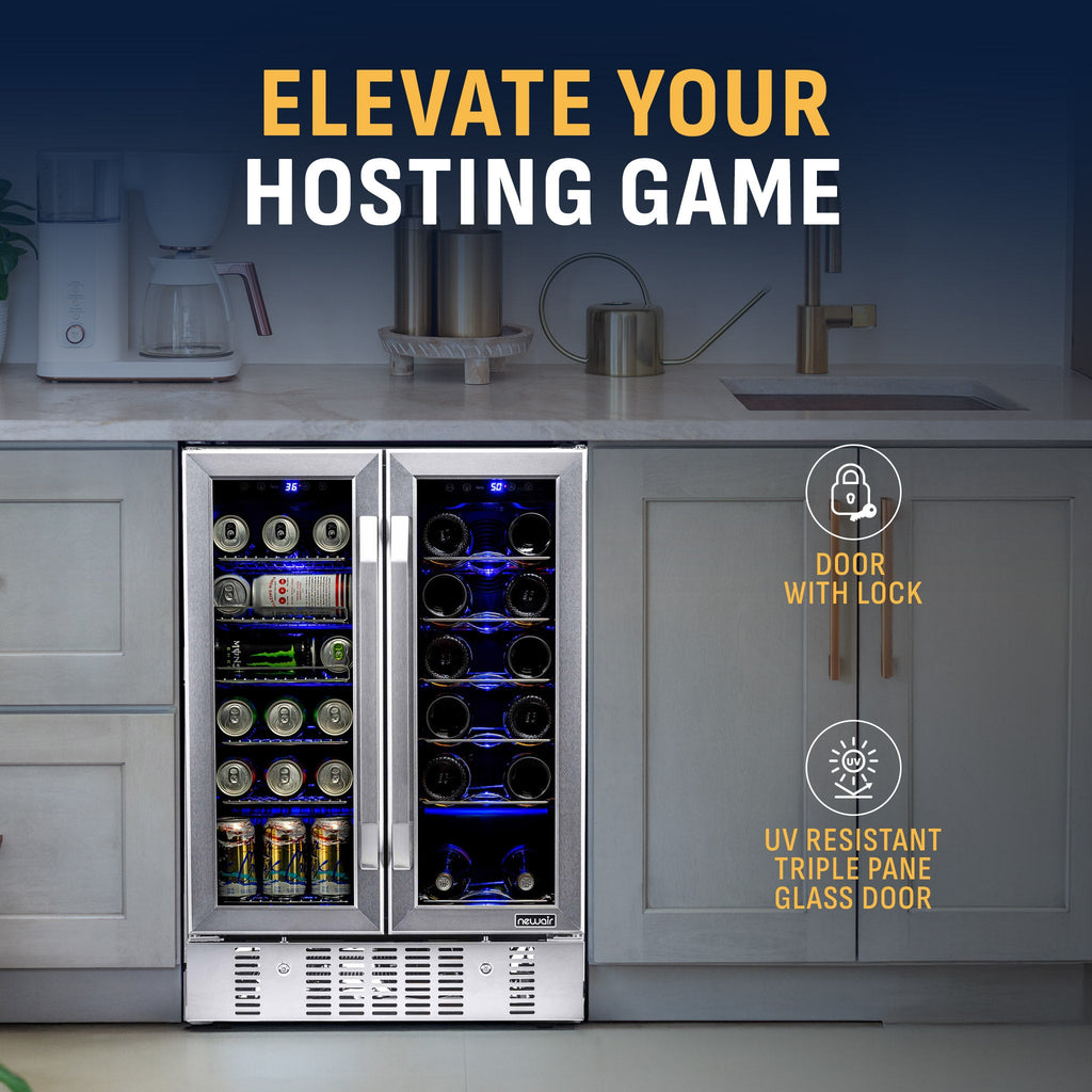 Newair® 24” Dual Zone Wine and Beverage Fridge in Stainless Steel