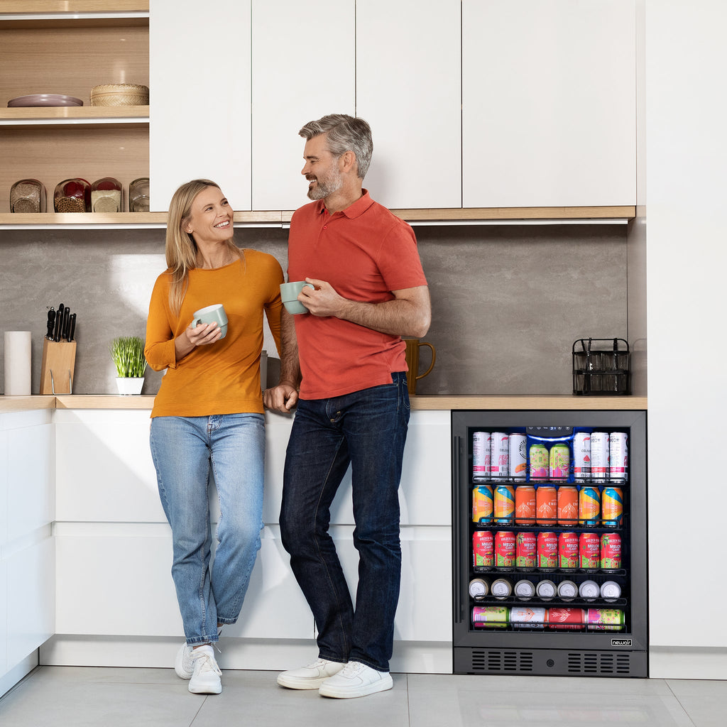 Newair® 177-Can Built-In or Freestanding Black Beverage Fridge - 24"