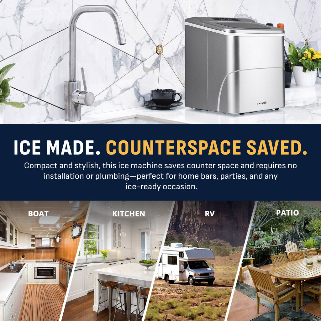 Newair® Countertop Bullet Ice Maker in Matte Black or Metallic Silver, 26 lbs/Day