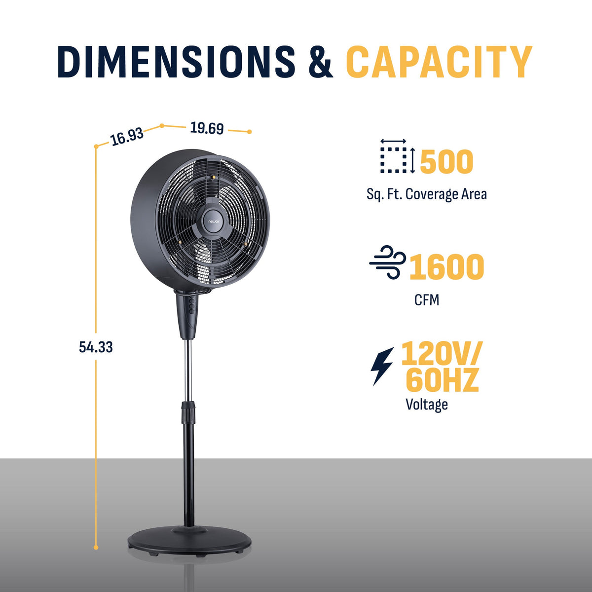 Newair® Outdoor Misting and Pedestal Fan - 1,600-CFM