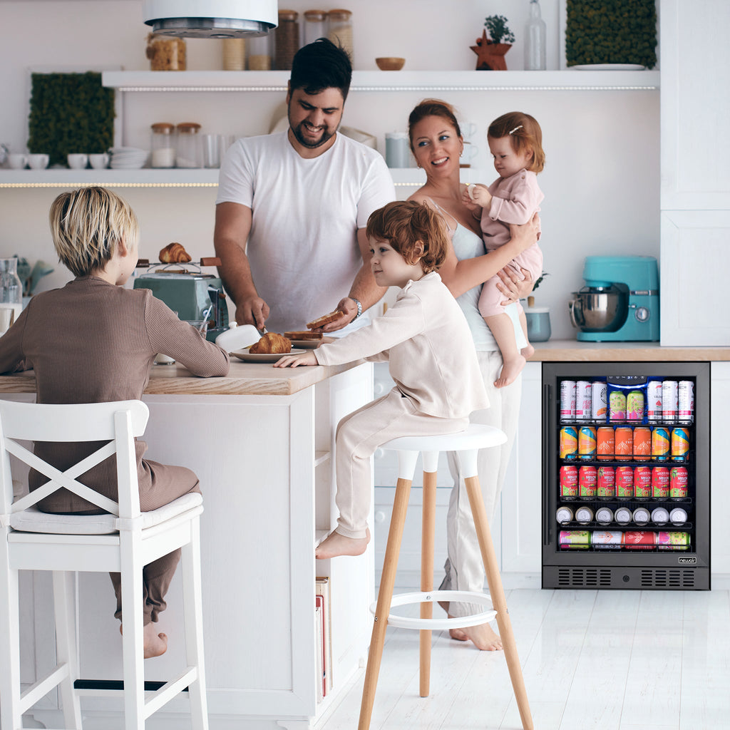 Newair® 177-Can Built-In or Freestanding Black Beverage Fridge - 24"