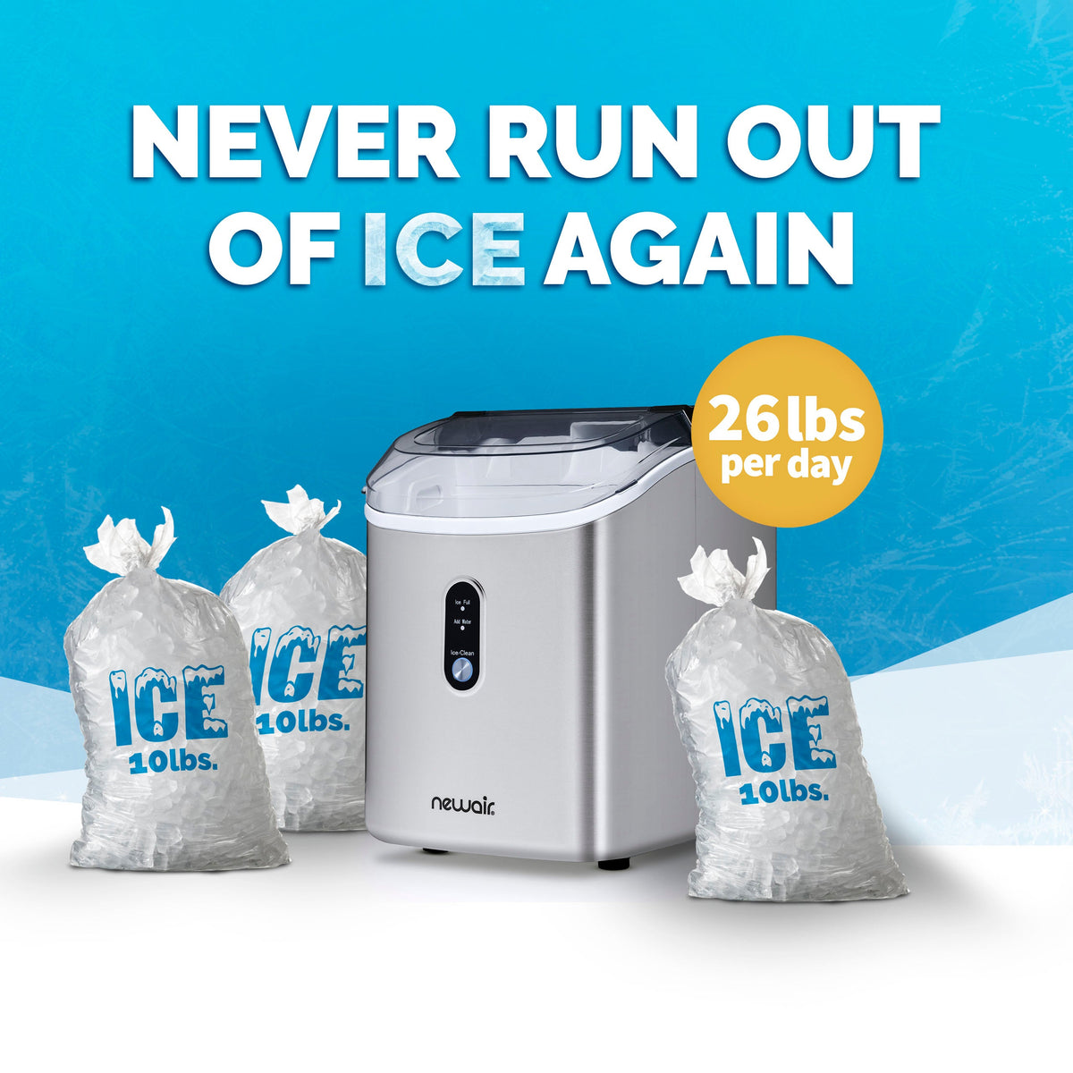 Newair® Countertop Nugget Ice Maker in Matte Black or Stainless Steel, 26 lbs/Day