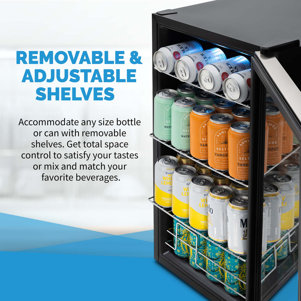 Newair® 100-Can Freestanding Stainless Steel Beverage Fridge - 16.93"