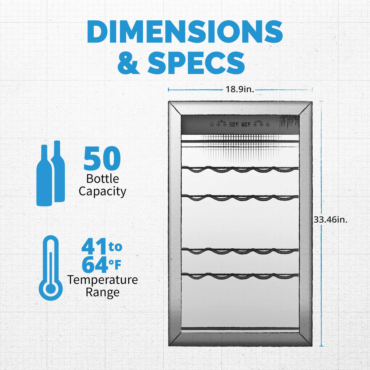 Newair® 50-Bottle 18.9" Stainless Steel Freestanding Wine Fridge