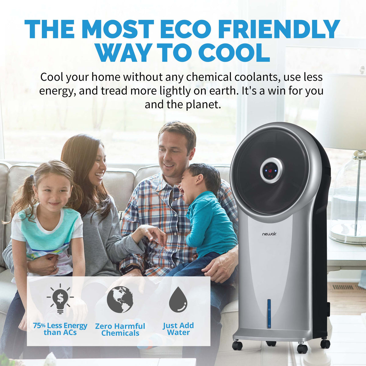 Newair® Evaporative Air Cooler and Portable Cooling Fan 470 CFM - Silver